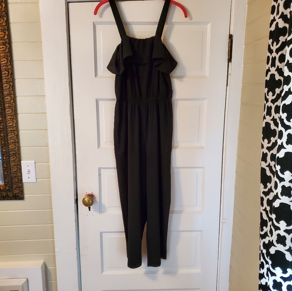 Black empire waist cropped romper